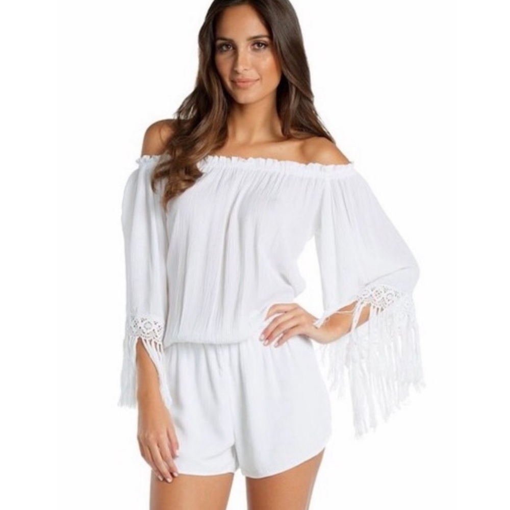 Elan white off shoulder romper Size S